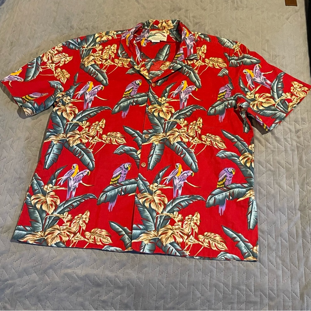 Paradise Found Hawaiian button up shirt mens XL pre-owned condition Magnum, P.I.